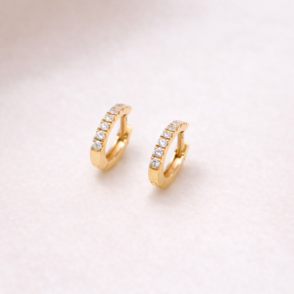 Mini pavement hoop earrings