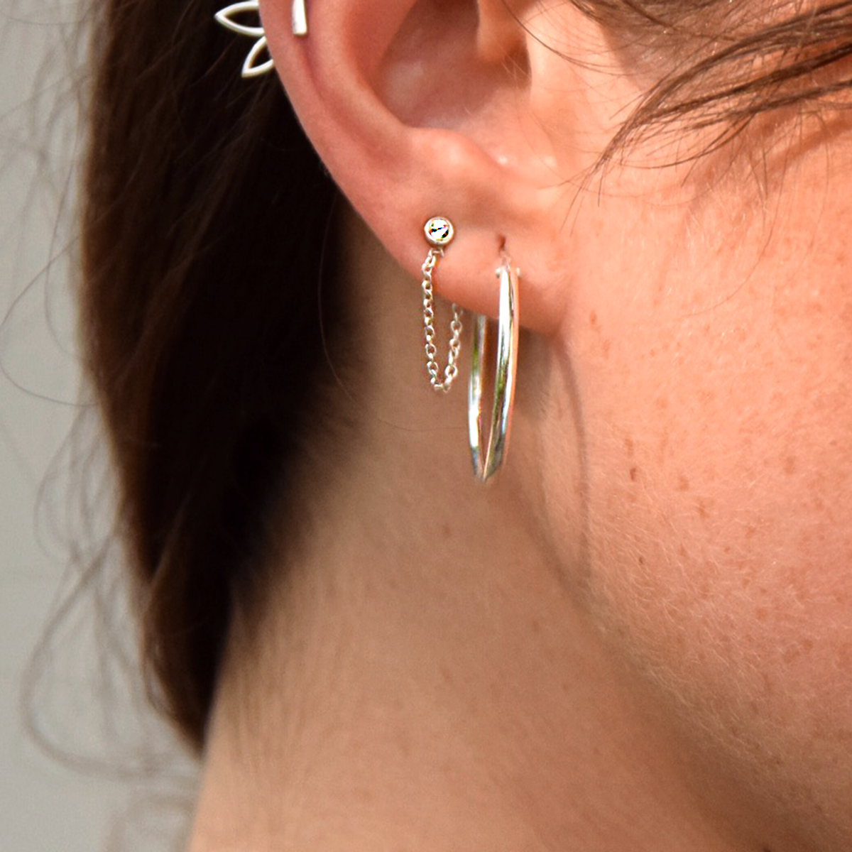 Zircon-chain Earring