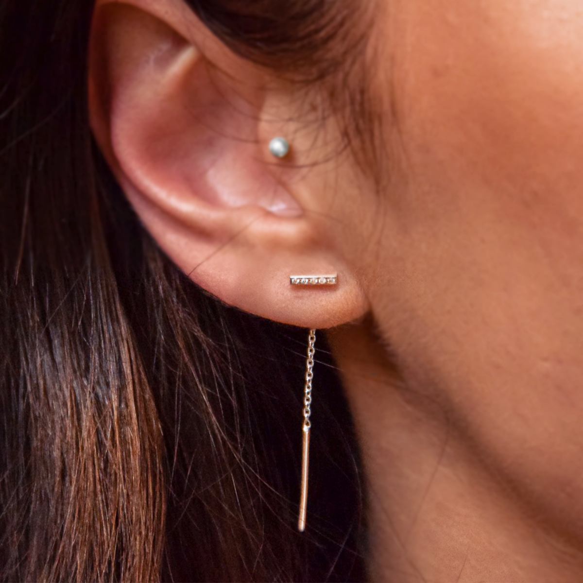 Boucles d'oreilles tige et chaînette