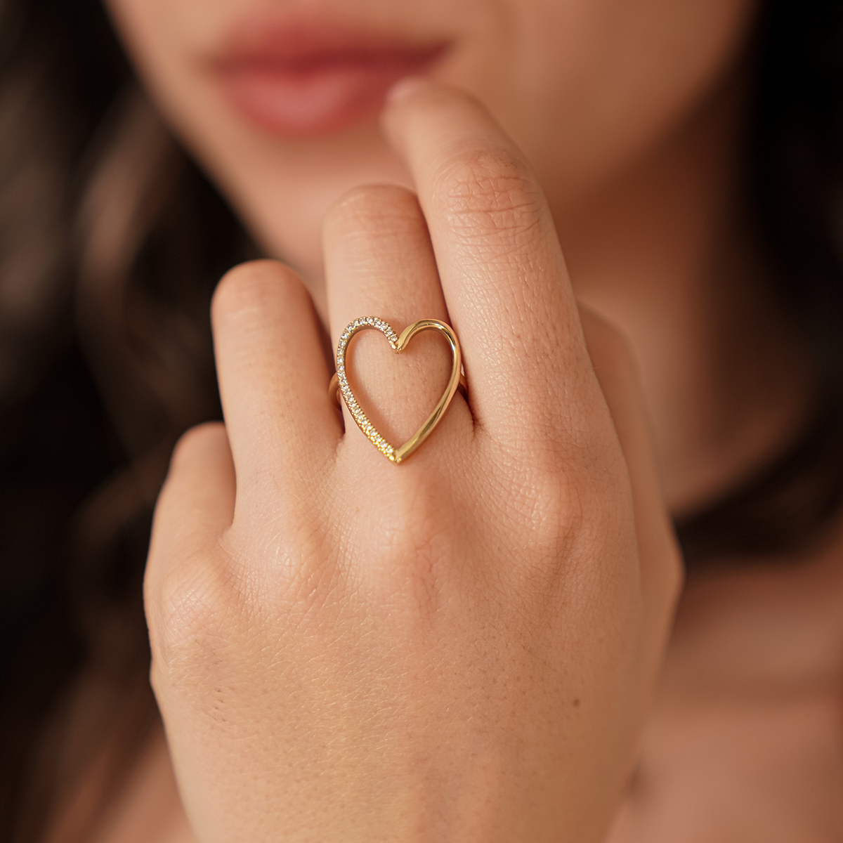 Bague Coeur XL - demi pavé