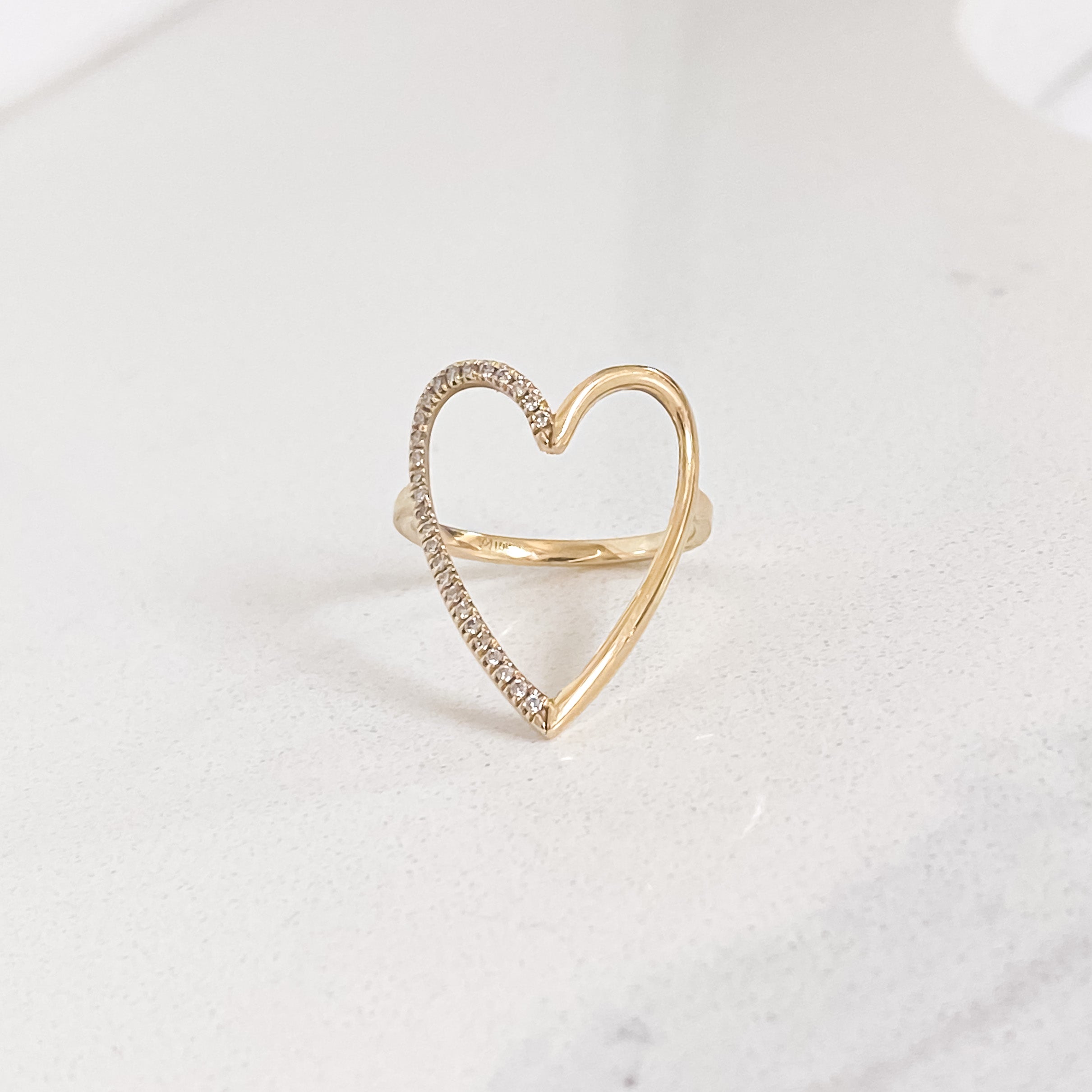Bague Coeur XL - demi pavé