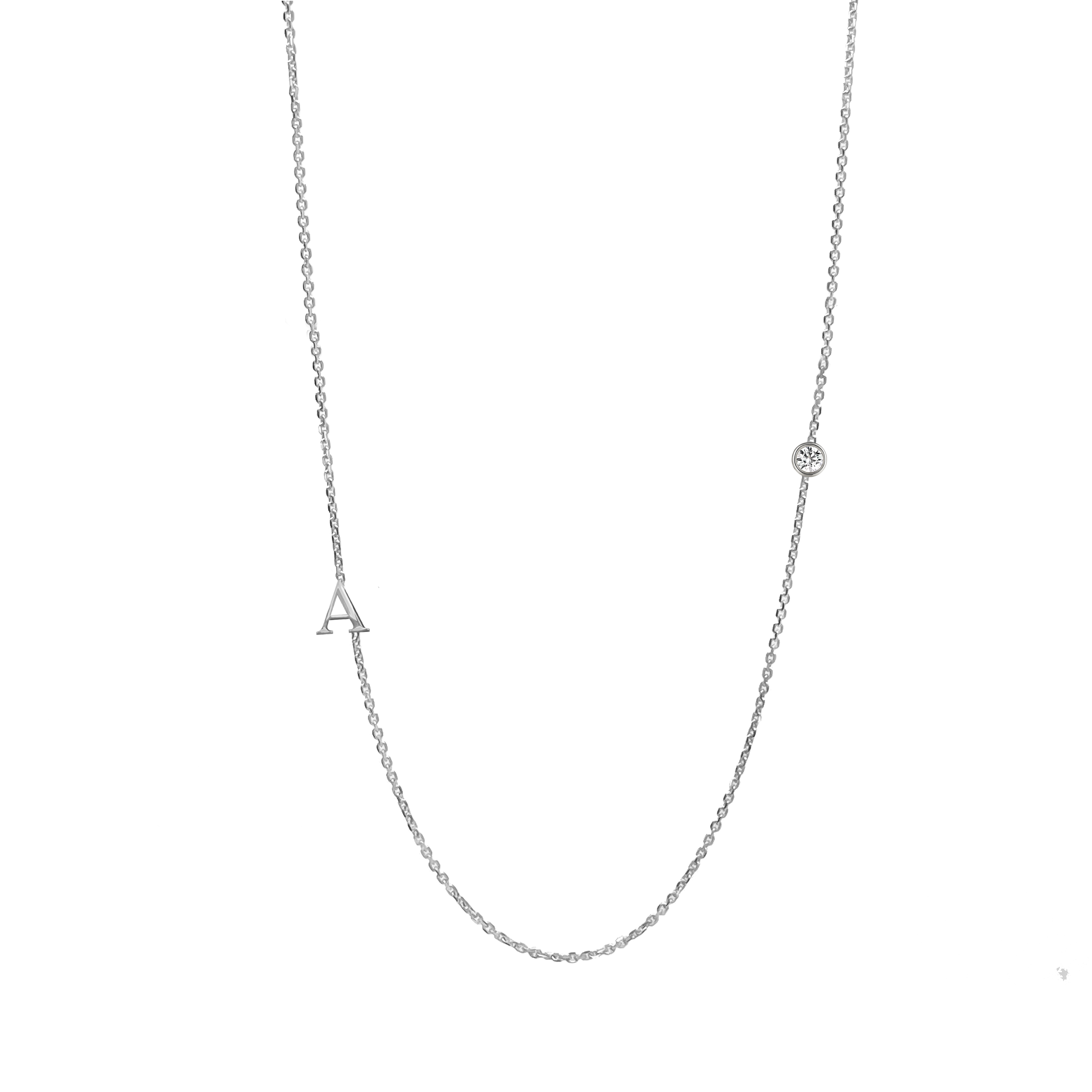 Collier mini initiales + Pierre précieuse