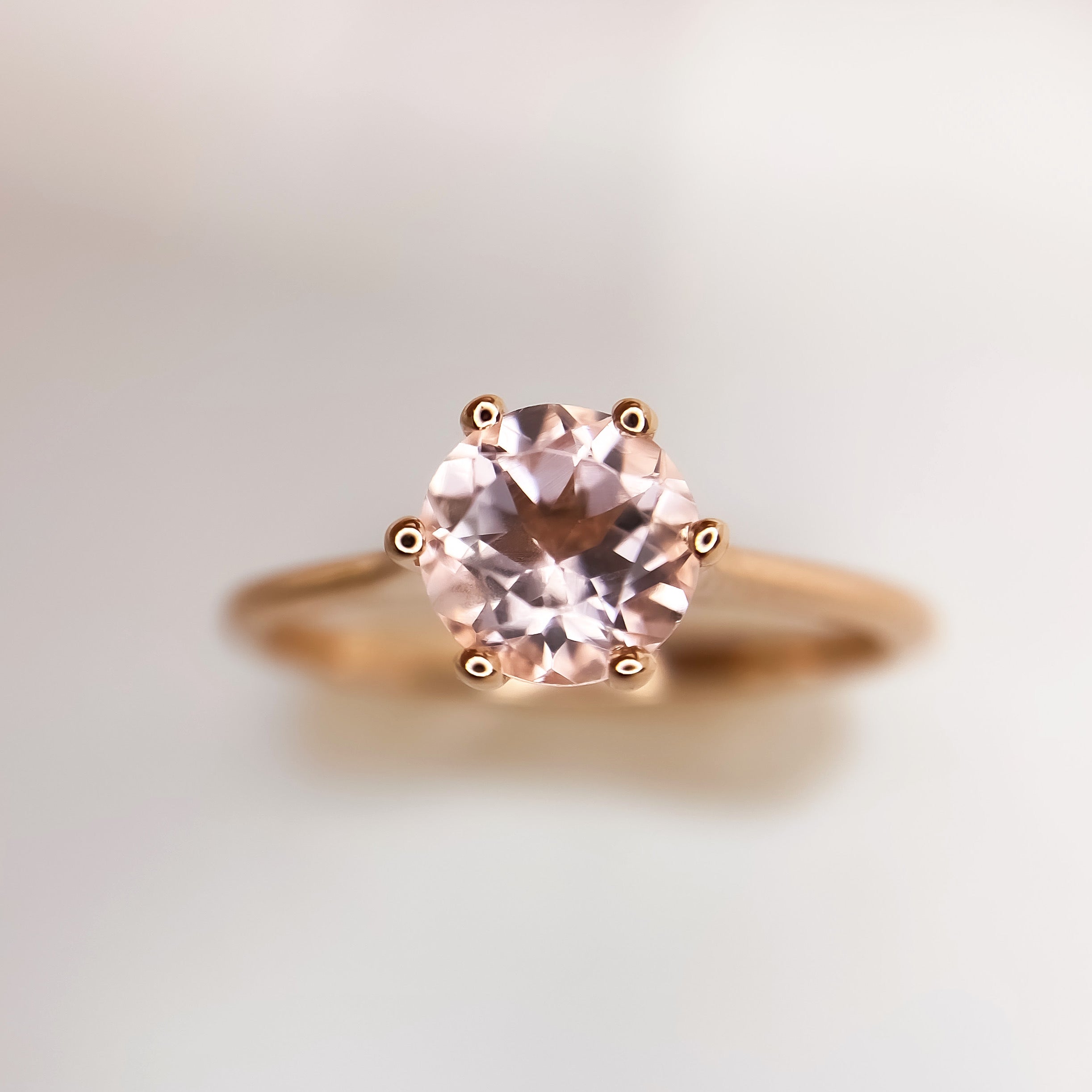 Bague solitaire - Pierre rose