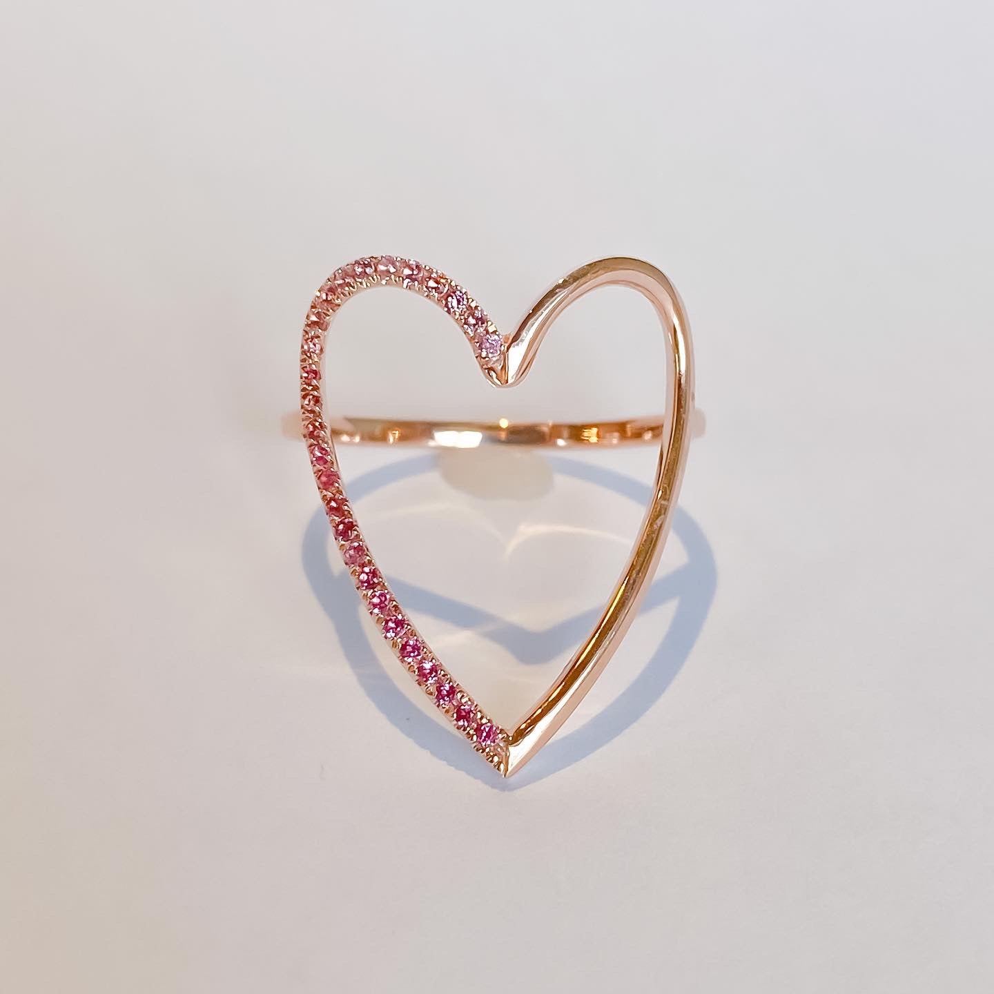 Bague Coeur XL - demi pavé ROSE