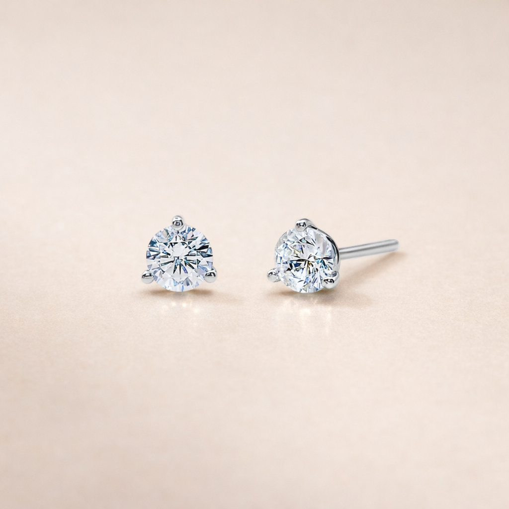 Boucles d'oreilles - Bouton, diamants laboratoires
