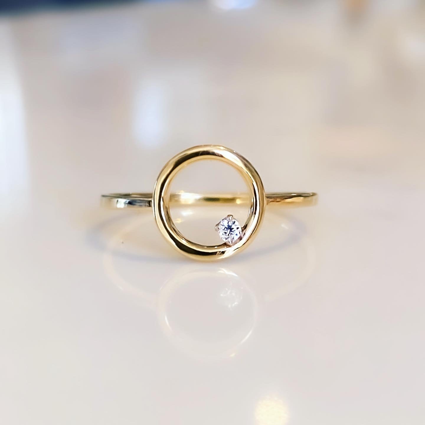 Circle and birthstone ring