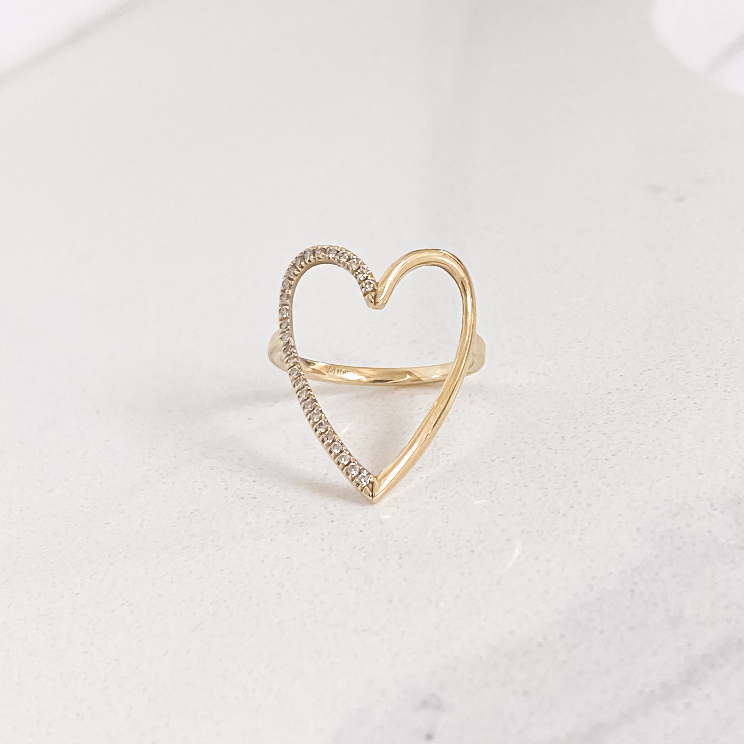 Heart XL ring - half pave