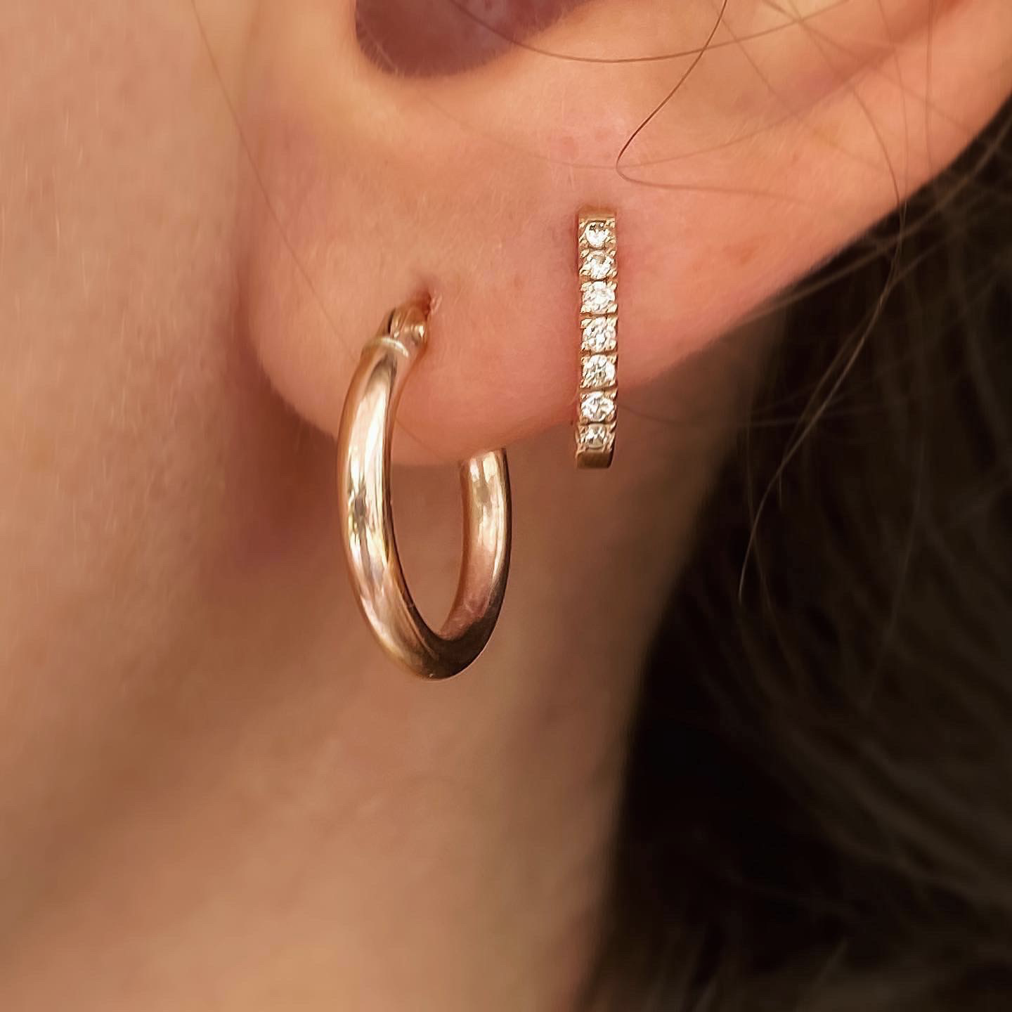 Mini pavement hoop earrings