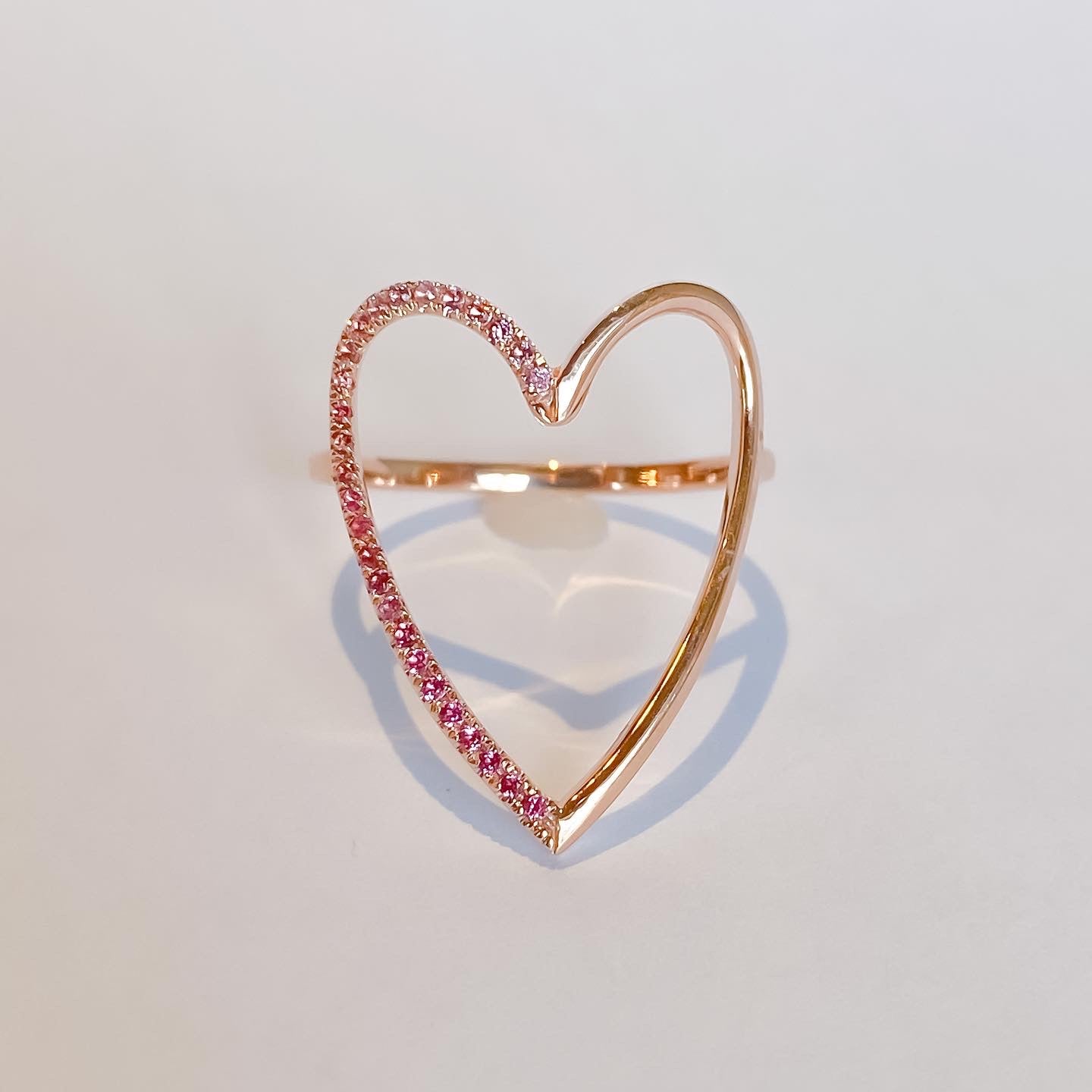 Heart XL ring - half pave ROSE