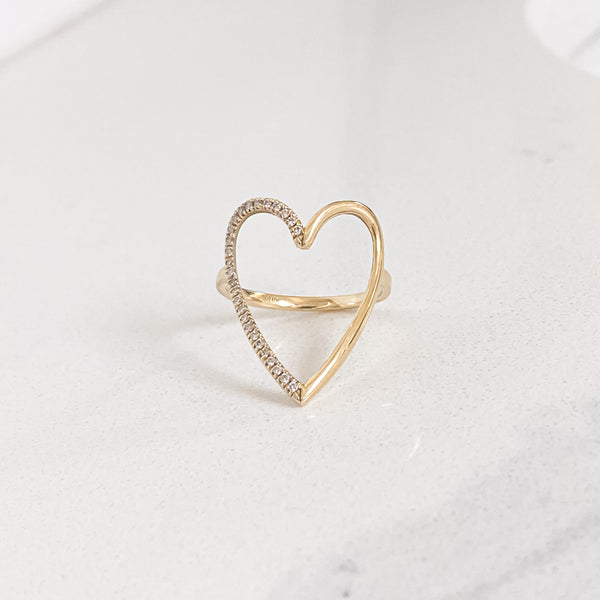Bague Coeur XL - demi pavé