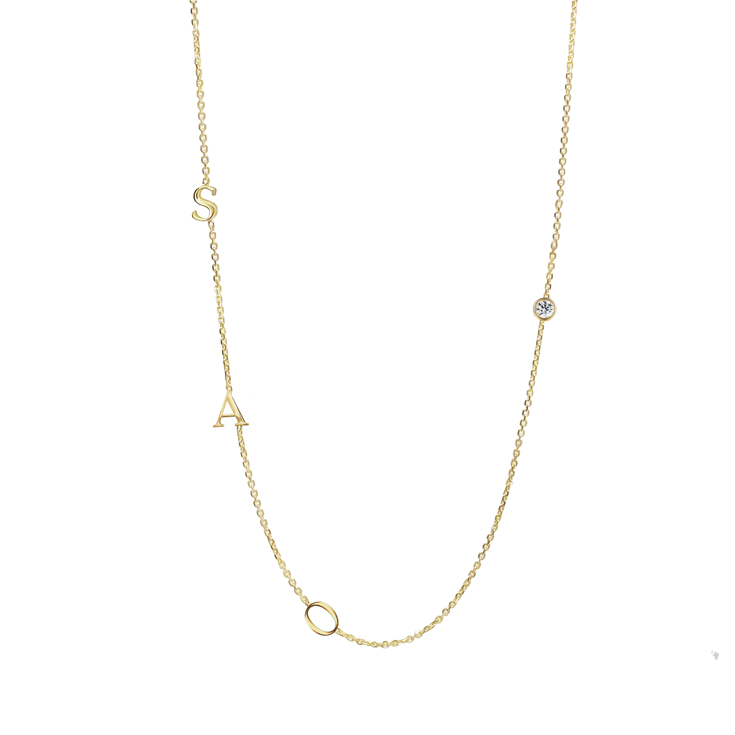 Collier mini initiales + Pierre précieuse