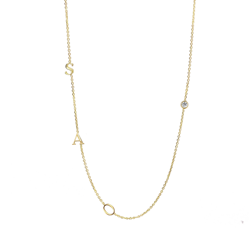 Collier mini initiales + Pierre précieuse