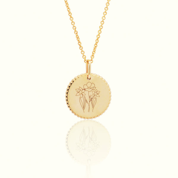 Collier médaillon perlé - Gravure personnalisé