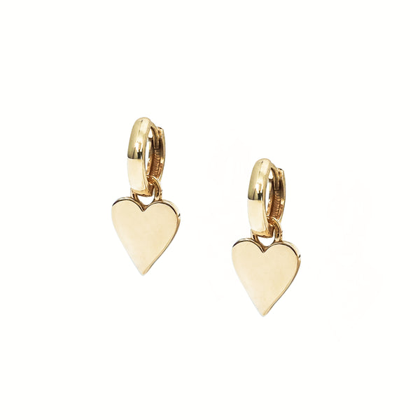 Boucles d'oreilles - Mini Huggies + breloques coeurs