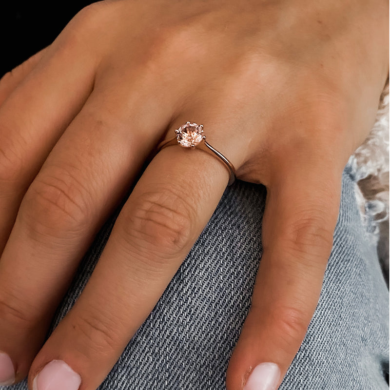 Bague Xia solitaire pierre de naissance mois de juin anneau croisé en or  rose 10k pour jeune femme 