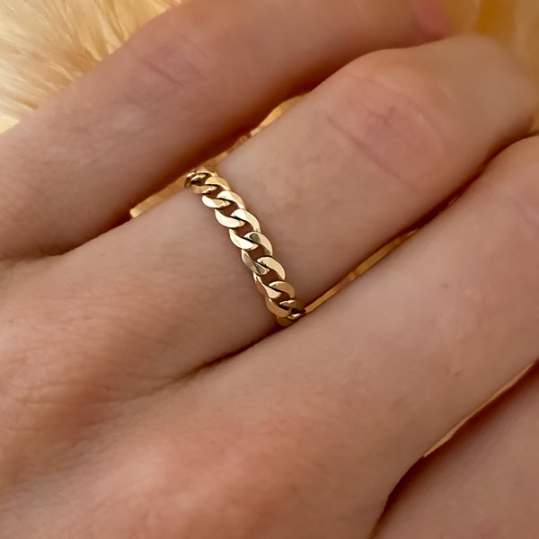 Bague souple à maillons en or