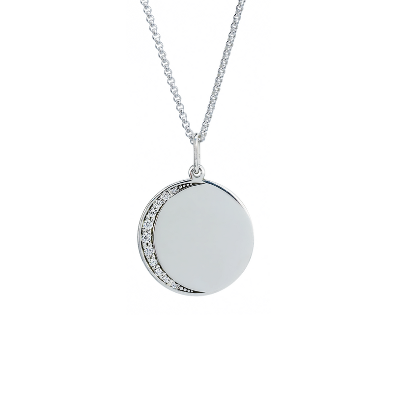 Engravable Moon Pavé Necklace